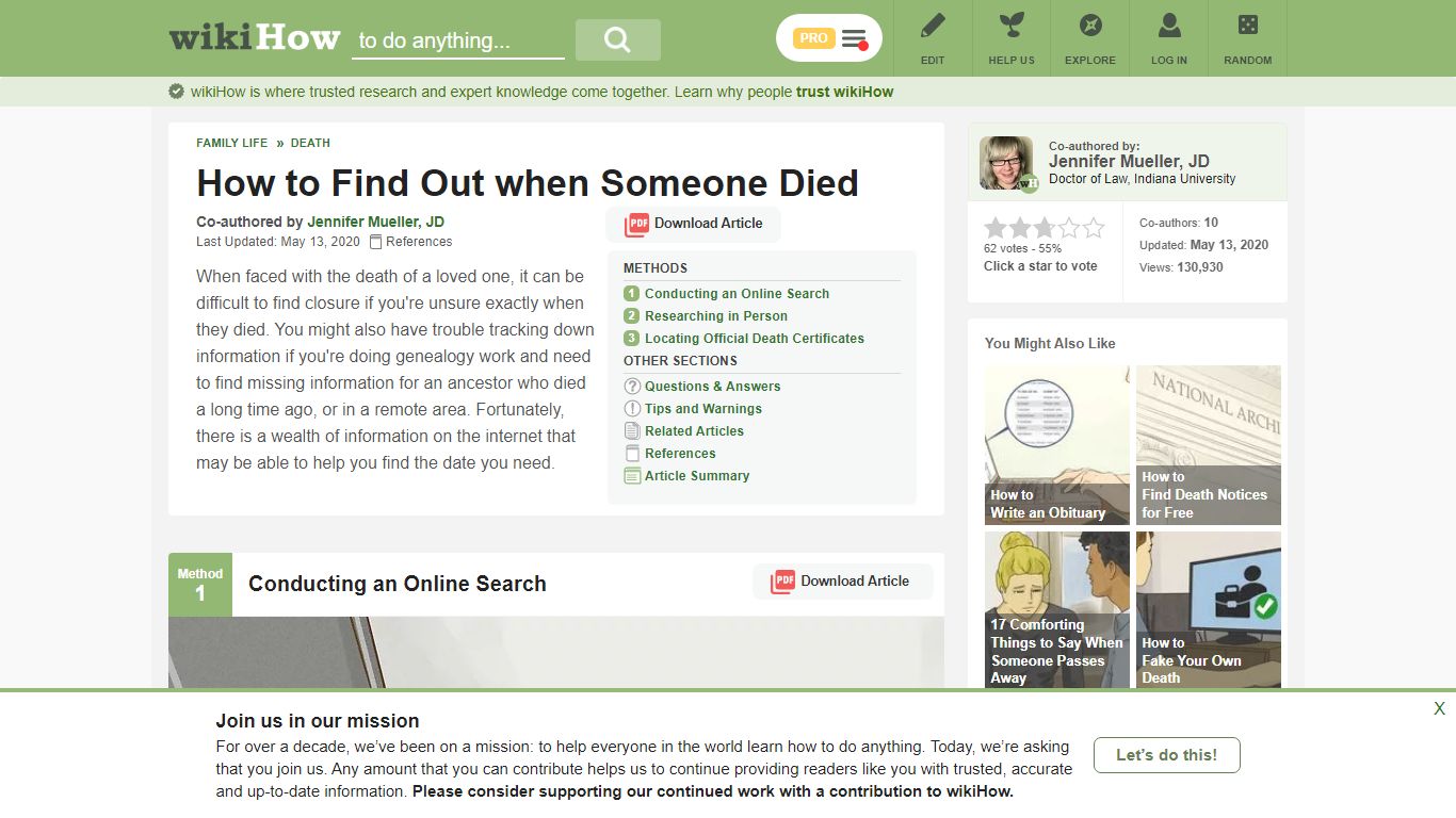3 Ways to Find Out when Someone Died - wikiHow
